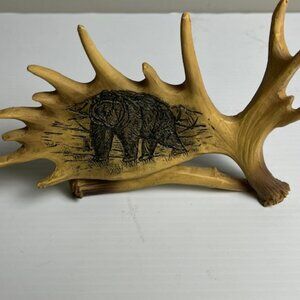 Standing Black Bear designed on antlers 6.5" x 4" (resin) / Ring holder or décor